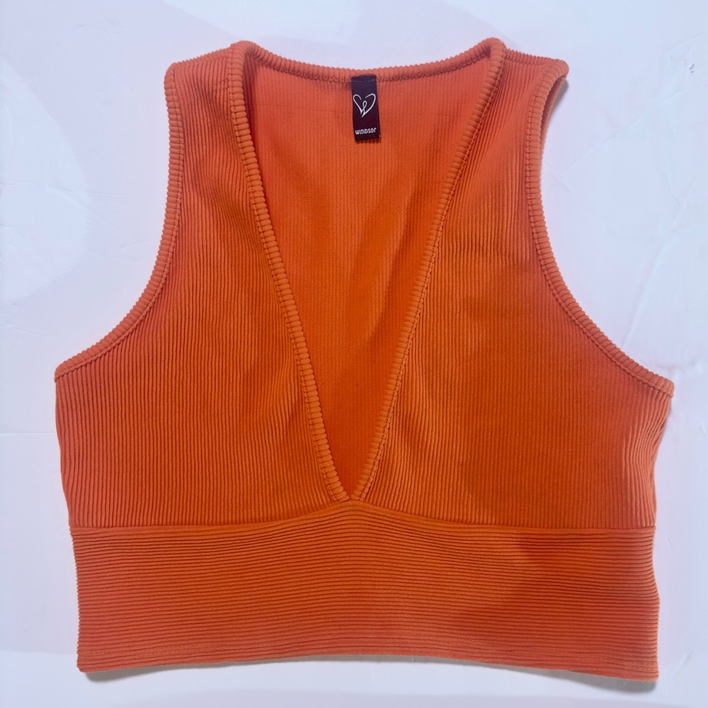 Elevate Everyday V-Neck Tank Crop Top in Orange